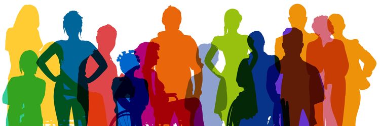 Bild: Adobestock, Robert Kneschke, Silhouetten von berufstätigen Menschen mit Behinderung als Inklusion